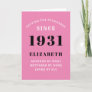 Personalized 90th Birthday Born 1931 Pink Black Card