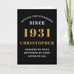 Personalized 90th Birthday Born 1931Black Gold Card