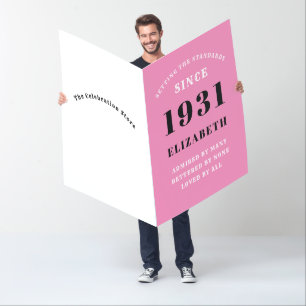 Personalized 90th Birthday Born 1931Black Pink Card