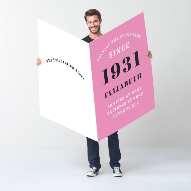 Personalized 90th Birthday Born 1931Black Pink Card (In Situ)