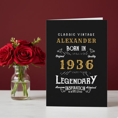 Personalized 90th Birthday Born 1936 Vintage Black