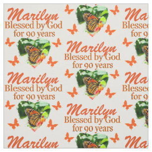 PERSONALIZED 90TH BIRTHDAY BUTTERFLY FABRIC