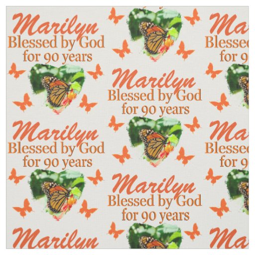 PERSONALIZED 90TH BIRTHDAY BUTTERFLY FABRIC