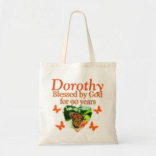 PERSONALIZED 90TH BIRTHDAY BUTTERFLY TOTE BAG