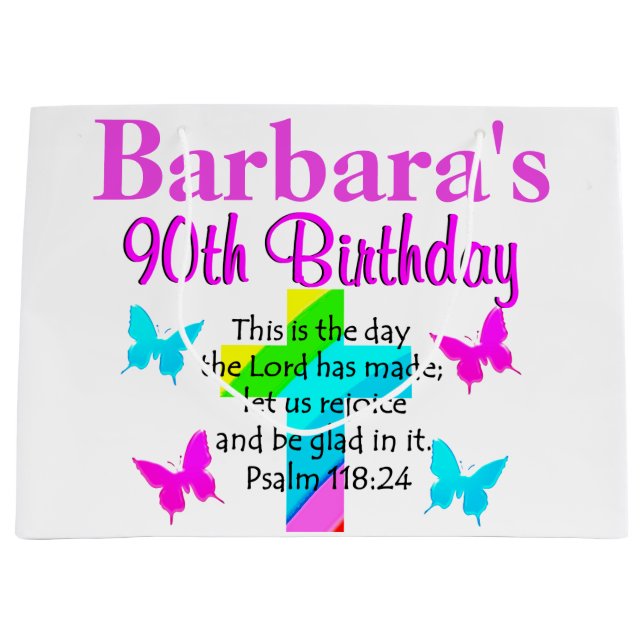 PERSONALIZED 90TH BIRTHDAY CHRISTIAN GIFT BAG (Front)