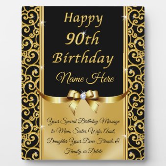 Personalized, 90th Birthday Gift Ideas for Her Plaque | Zazzle