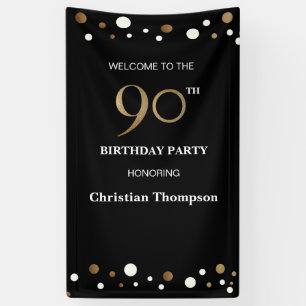 Personalized 90th Birthday Gold confetti Banner