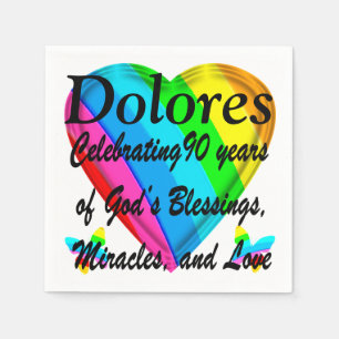 PERSONALIZED 90TH BIRTHDAY LOVE HEART NAPKINS