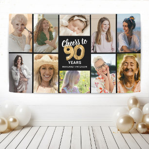 Personalized 90th Birthday Photo Collage Banner