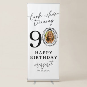 Personalized 90th Birthday Photo Retractable Banner
