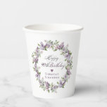 Personalized 90th Birthday Purple Lilac Flower Paper Cups<br><div class="desc">Add a special touch to your party decor with these personalized paper cups. They will make the birthday celebrant feel very special. It takes only minutes to add a name. The soft watercolor lilac wreath is perfect for a spring birthday or a woman who just loves lilacs. The calligraphy is...</div>