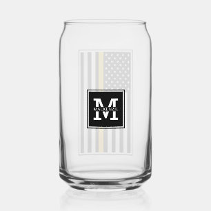 Personalized 911 Dispatcher Flag Thin Gold Line Can Glass