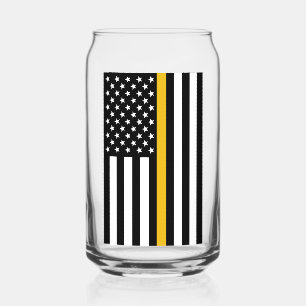 Personalized 911 Dispatcher Flag Thin Gold Line Can Glass