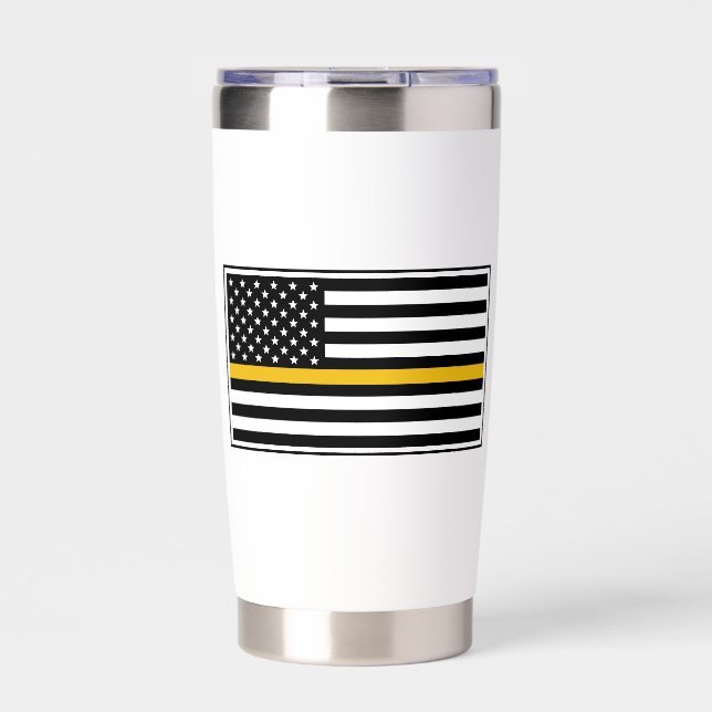 Personalized 911 Dispatcher Flag Thin Gold Line Insulated Tumbler (Front)