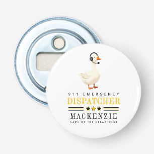 Personalized 911 Dispatcher Goose With Headset Bottle Opener