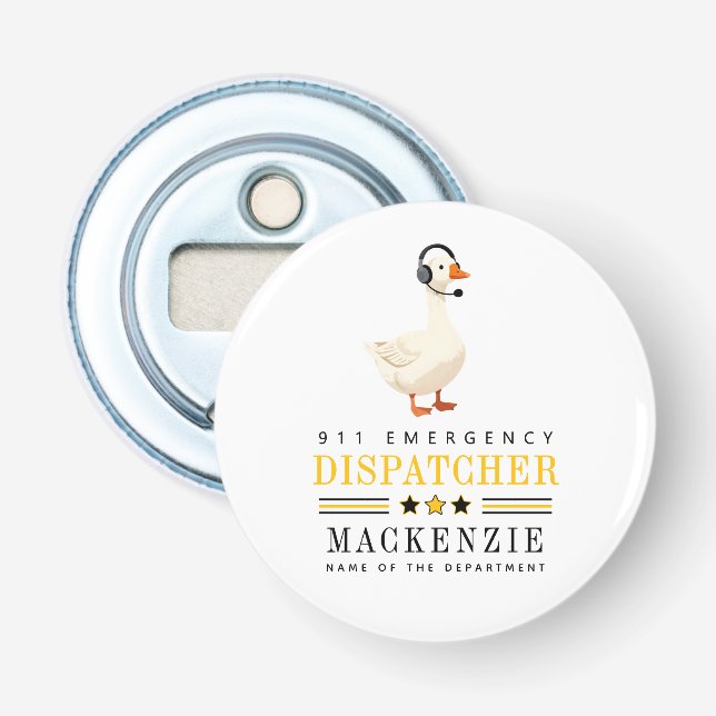 Personalized 911 Dispatcher Goose With Headset Bottle Opener (Front)