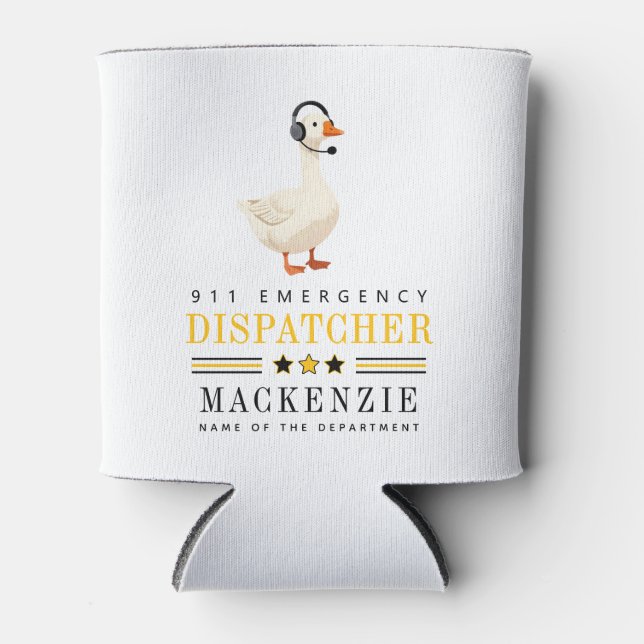 Personalized 911 Dispatcher Goose With Headset Can Cooler (Front)