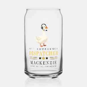 Personalized 911 Dispatcher Goose With Headset Can Glass