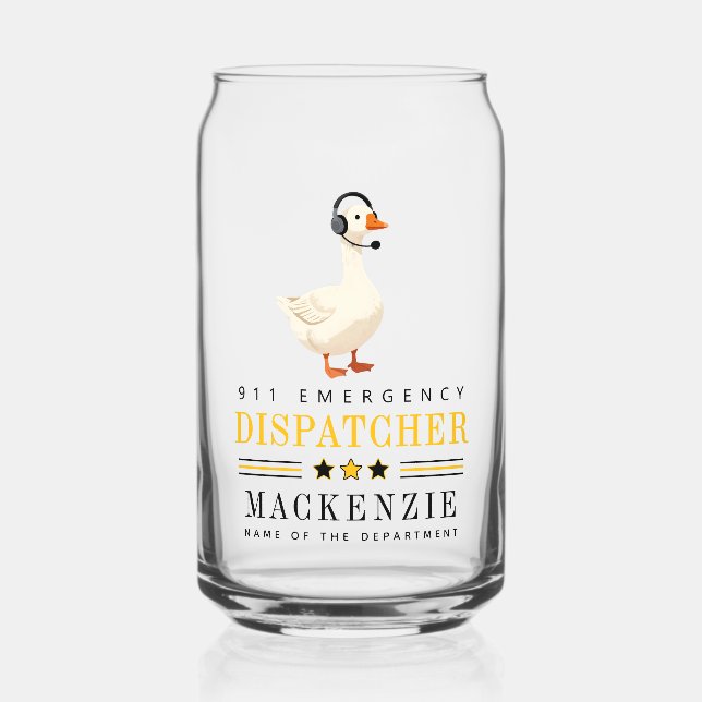 Personalized 911 Dispatcher Goose With Headset Can Glass (Front)