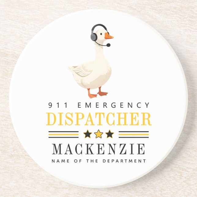 Personalized 911 Dispatcher Goose With Headset Coaster (Front)