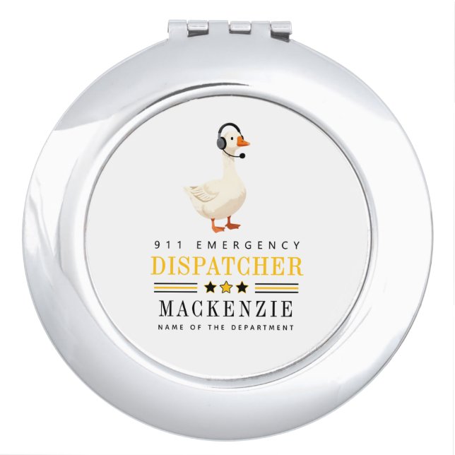 Personalized 911 Dispatcher Goose With Headset Compact Mirror (Front)