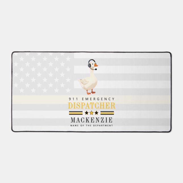 Personalized 911 Dispatcher Goose With Headset Desk Mat (Front)