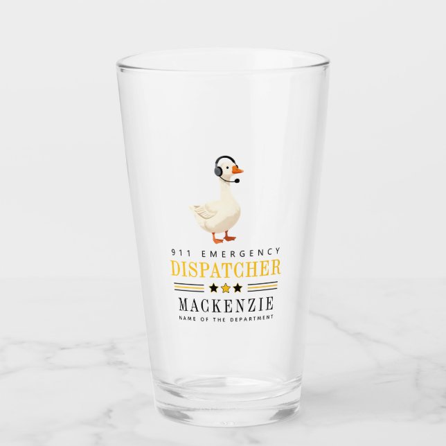 Personalized 911 Dispatcher Goose With Headset Glass (Front)