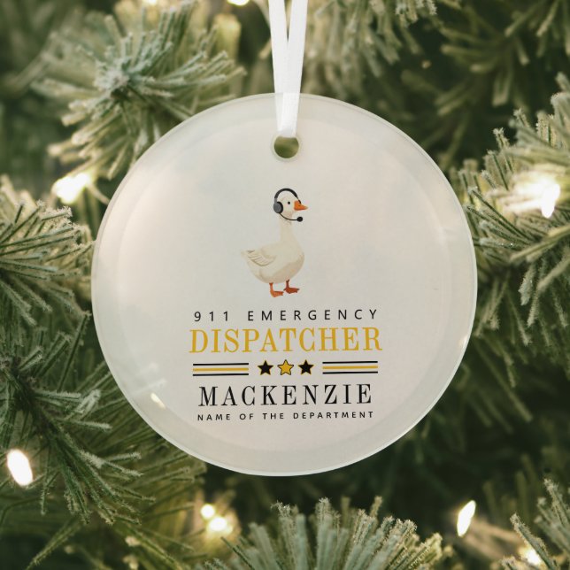 Personalized 911 Dispatcher Goose With Headset Glass Ornament (Insitu)