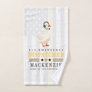 Personalized 911 Dispatcher Goose With Headset Hand Towel