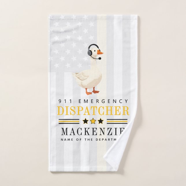 Personalized 911 Dispatcher Goose With Headset Hand Towel (Hand Towel)