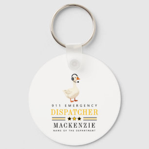 Personalized 911 Dispatcher Goose With Headset Keychain