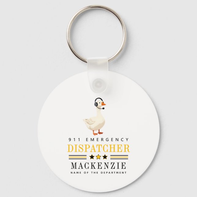 Personalized 911 Dispatcher Goose With Headset Keychain (Front)