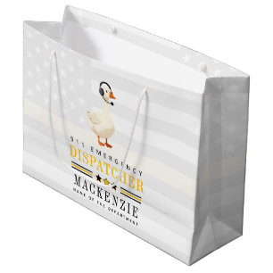 Personalized 911 Dispatcher Goose With Headset Large Gift Bag