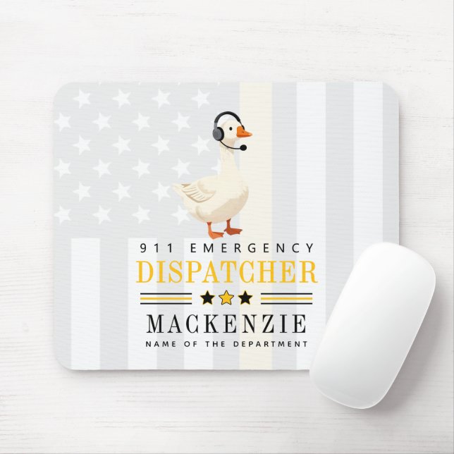 Personalized 911 Dispatcher Goose With Headset Mouse Pad (With Mouse)
