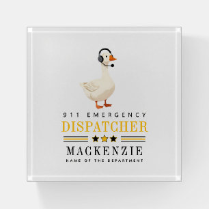 Personalized 911 Dispatcher Goose With Headset Paperweight