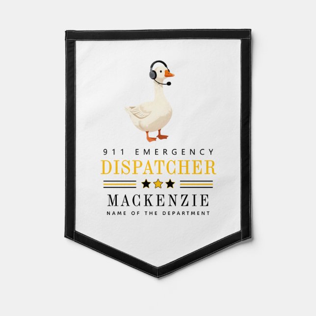 Personalized 911 Dispatcher Goose With Headset Pennant (Front)
