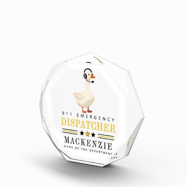 Personalized 911 Dispatcher Goose With Headset Photo Block (Right)