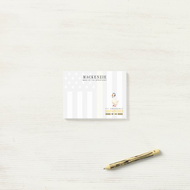 Personalized 911 Dispatcher Goose With Headset Post-it Notes (On Desk)