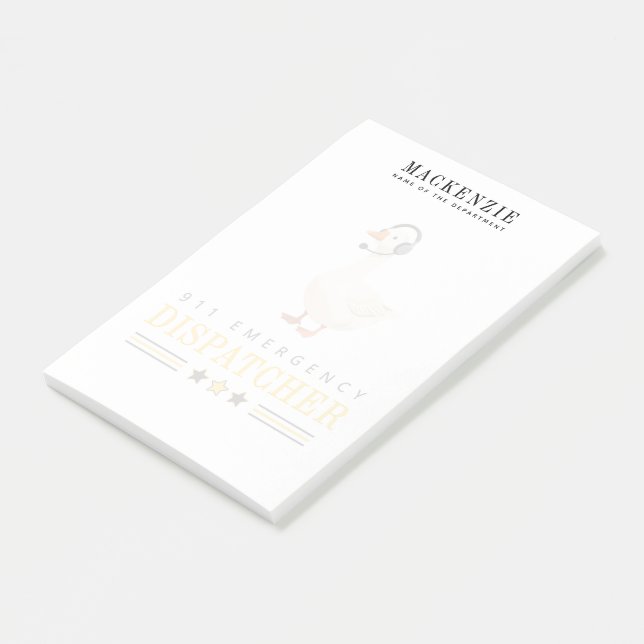 Personalized 911 Dispatcher Goose With Headset Post-it Notes (Angled)