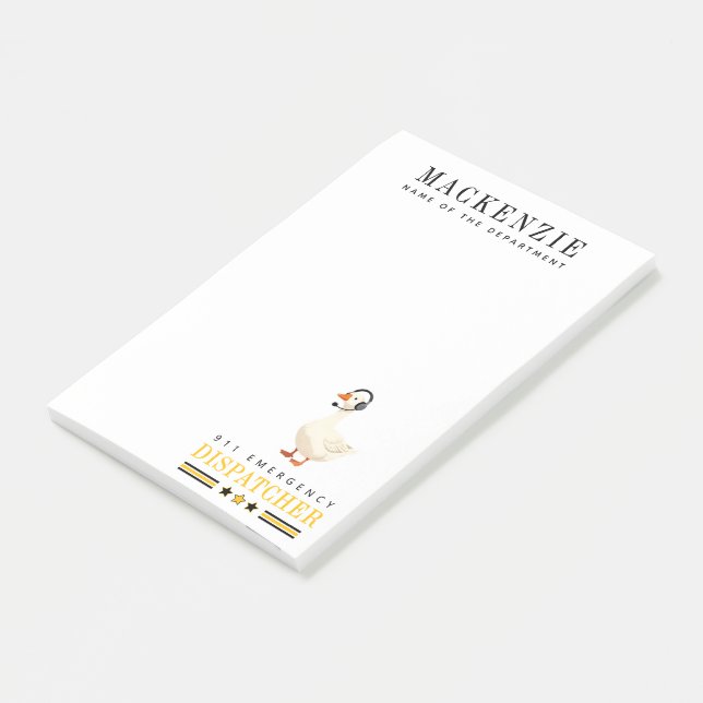 Personalized 911 Dispatcher Goose With Headset Post-it Notes (Angled)