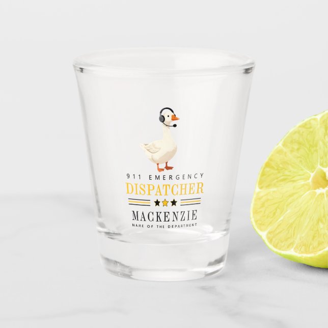 Personalized 911 Dispatcher Goose With Headset Shot Glass (Front)