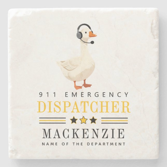 Personalized 911 Dispatcher Goose With Headset Stone Coaster (Front)