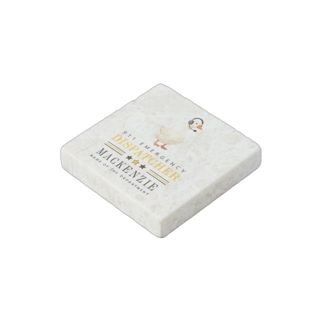 Personalized 911 Dispatcher Goose With Headset Stone Magnet (Angled)