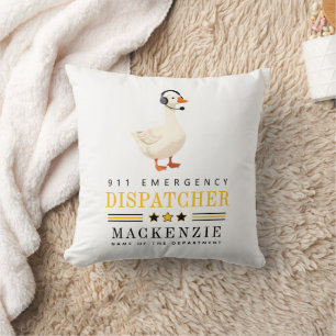 Personalized 911 Dispatcher Goose With Headset Throw Pillow