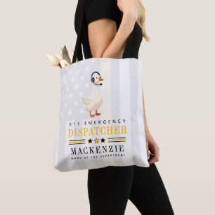 Personalized 911 Dispatcher Goose With Headset Tote Bag