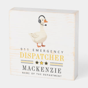 Personalized 911 Dispatcher Goose With Headset Wooden Box Sign