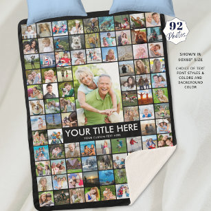 Personalized 92 Photo Collage Custom Color Sherpa Blanket