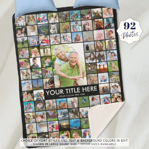 Personalized 92 Photo Collage Custom Color Sherpa Blanket