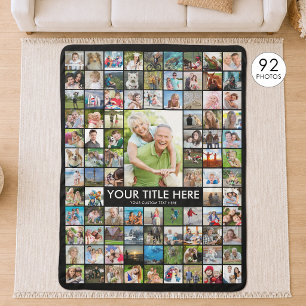 Personalized 92 Photo Collage Custom Color Sherpa Blanket