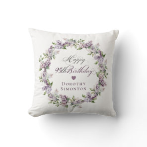 Personalized 95th Birthday Gift Purple Lilac Throw Pillow
